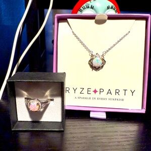 Ryze Party Fire Opal & Pink Opal Set N4-1229 + R-1485 STERLING SILVER